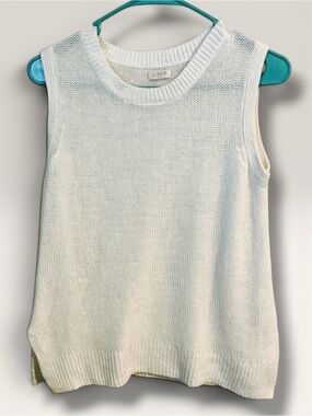 🌺J. Crew Linen Cream Sleeveless Ribbed-Knit Sweater